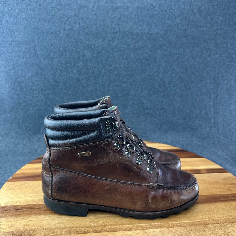 Vintage HH Brown Mens Sz 7 Hand Crafted Leather Watermocs Gore-Tex Ankle Boots